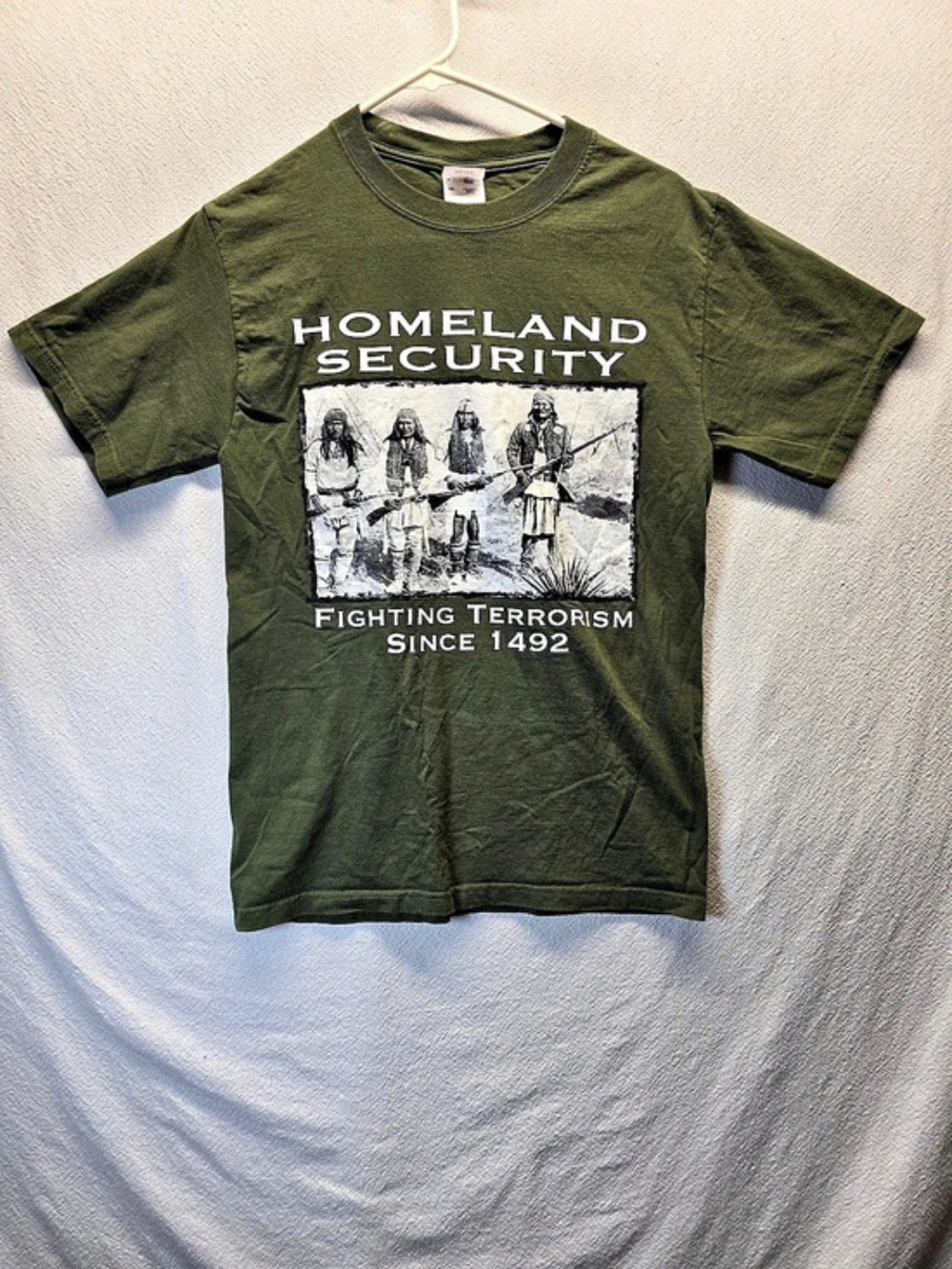Homeland Security Fighting Terrorism Since 1492 Fruit Of The Loom T-Shirt.